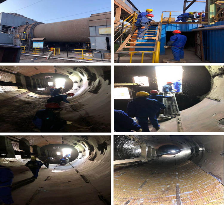 450㎡燒結車間一次混合機耐磨陶瓷施工現場圖片